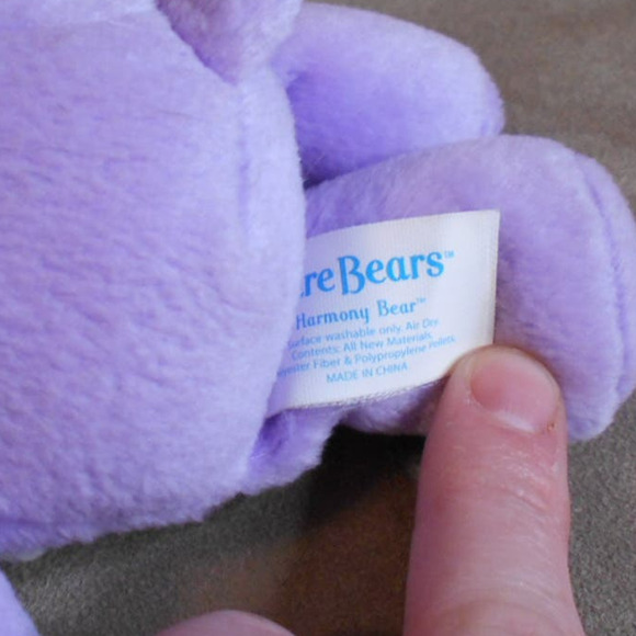 Care Bear Slumber Party Harmony Bear Purple Rainbow Flower 2004 8" Plush - Picture 8 of 8